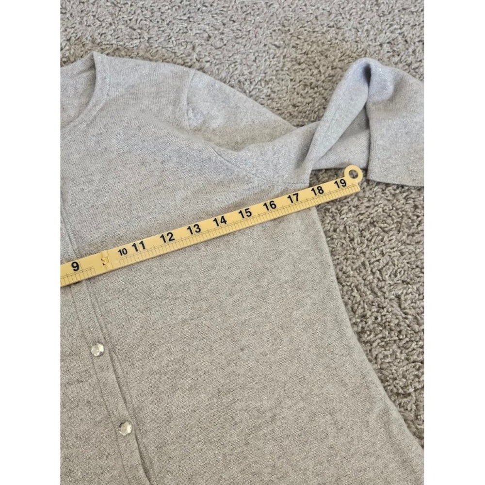 Ann Taylor Cashmere Metallic Shimmer Cardigan Gray Rhinestone Button Medium - Picture 5 of 8